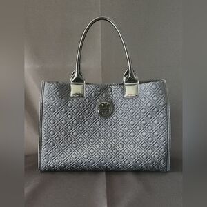 Tory Burch Large Quilted Ella Tote Bag in Black